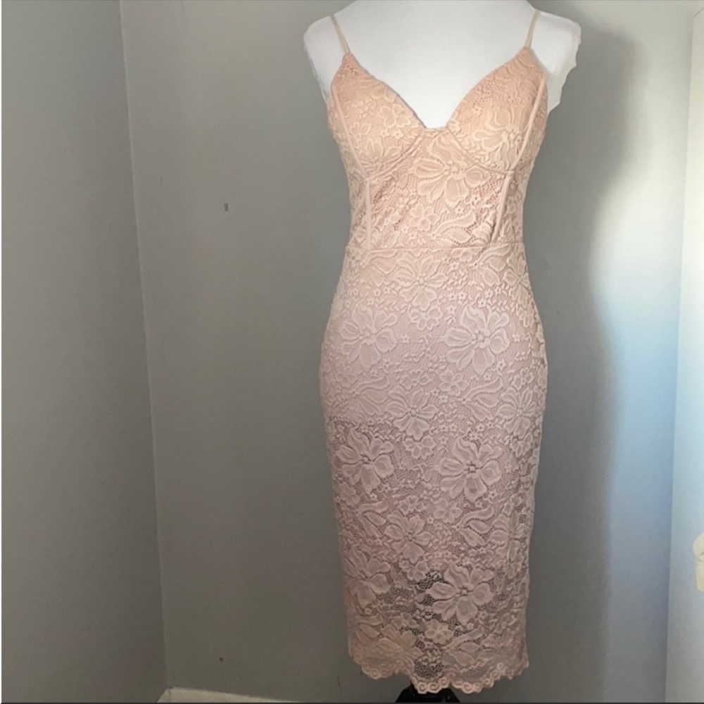 Blossom blush pink midi dress